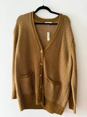 Madewell Mustard-Brown Knit Button-Front Cardigan